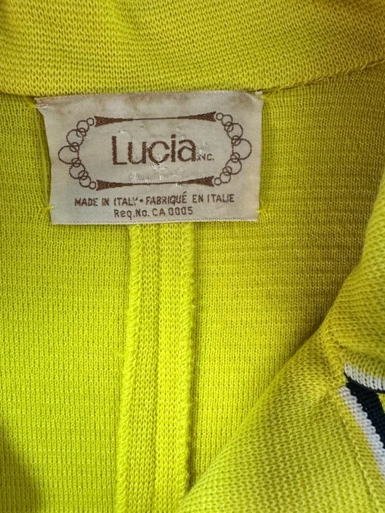 LUCIA YELLOW KNIT BLAZER JACKET WITH POCKETS VINTAGE BUTTONLESS TOP WOMAN MEDIUM - Picture 5 of 9